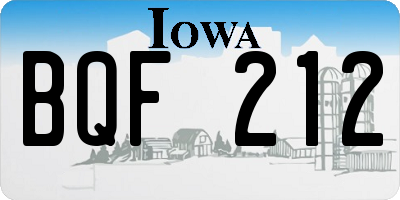 IA license plate BQF212