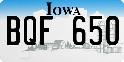 IA license plate BQF650