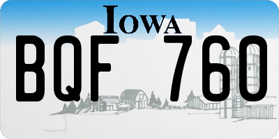 IA license plate BQF760