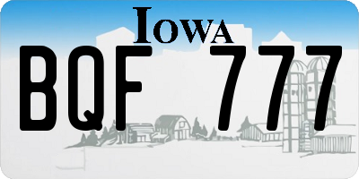 IA license plate BQF777