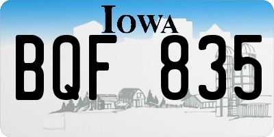 IA license plate BQF835