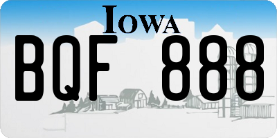 IA license plate BQF888