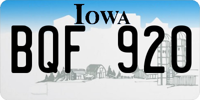 IA license plate BQF920