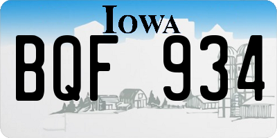 IA license plate BQF934