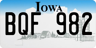 IA license plate BQF982