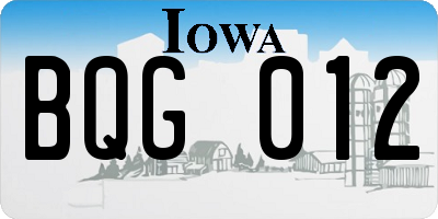 IA license plate BQG012