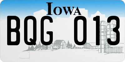 IA license plate BQG013