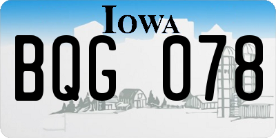 IA license plate BQG078