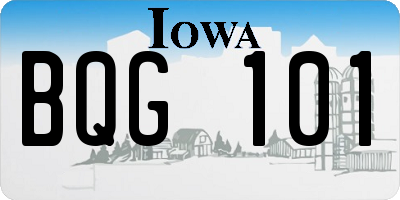 IA license plate BQG101