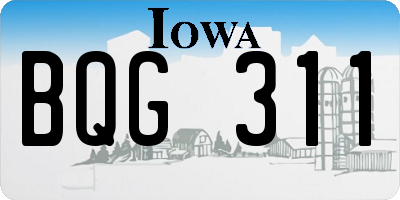 IA license plate BQG311