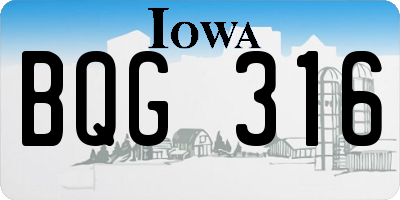 IA license plate BQG316