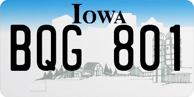 IA license plate BQG801