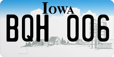 IA license plate BQH006