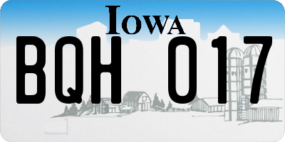 IA license plate BQH017