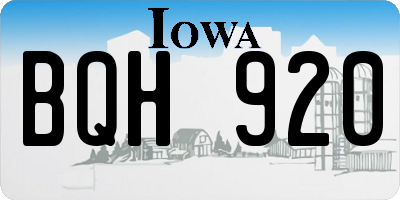 IA license plate BQH920