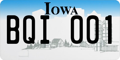 IA license plate BQI001