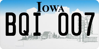 IA license plate BQI007