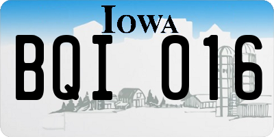 IA license plate BQI016