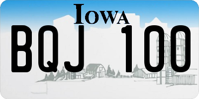 IA license plate BQJ100