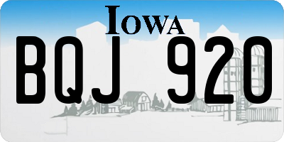 IA license plate BQJ920