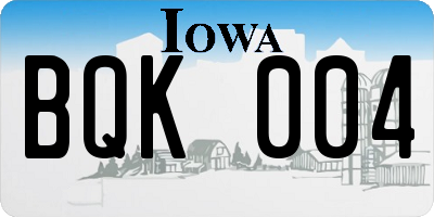 IA license plate BQK004