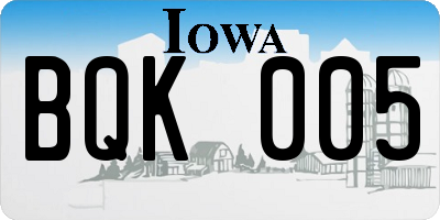 IA license plate BQK005