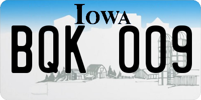 IA license plate BQK009