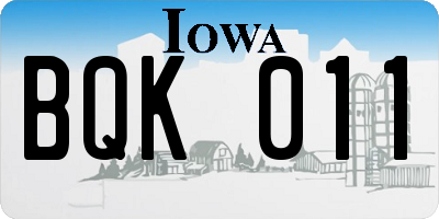 IA license plate BQK011