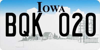 IA license plate BQK020