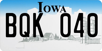 IA license plate BQK040
