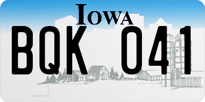 IA license plate BQK041