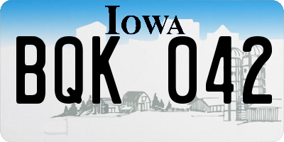 IA license plate BQK042