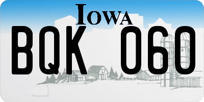IA license plate BQK060