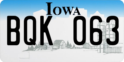 IA license plate BQK063