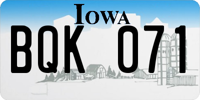 IA license plate BQK071