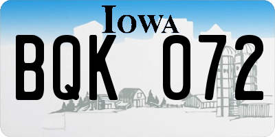IA license plate BQK072