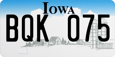 IA license plate BQK075