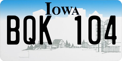 IA license plate BQK104