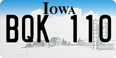 IA license plate BQK110