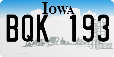 IA license plate BQK193
