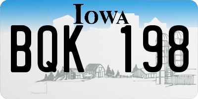 IA license plate BQK198