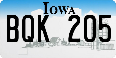 IA license plate BQK205