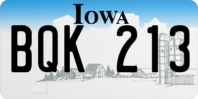 IA license plate BQK213