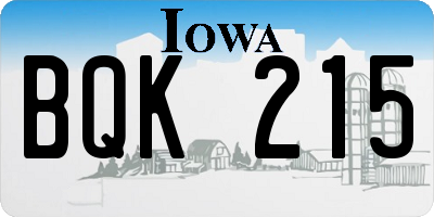 IA license plate BQK215
