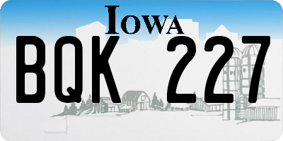 IA license plate BQK227