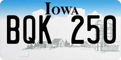 IA license plate BQK250
