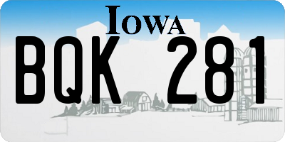 IA license plate BQK281