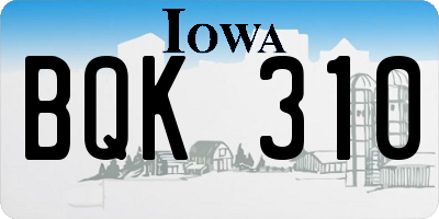 IA license plate BQK310
