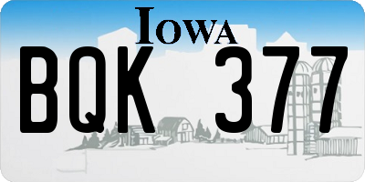IA license plate BQK377