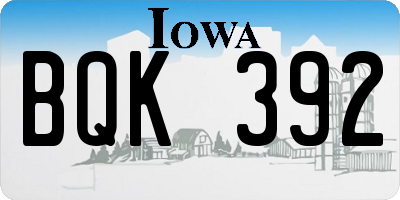 IA license plate BQK392